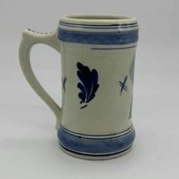Vintage Delft Blauw Hand Decorated Blue Small Windmill Mug, Holland, Signed 5 in - Picture 5 of 11